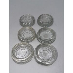 Vintage Large Furniture Coasters Clear Glass Set Of 6 Floor Protectors READ 2"